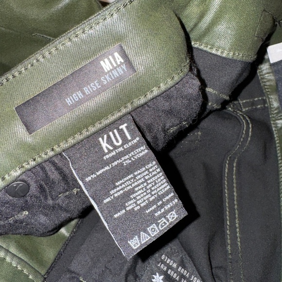 EUC Kut From The Kloth Coated Mia High Rise Skinny Olive Green Size 4 - Picture 6 of 9